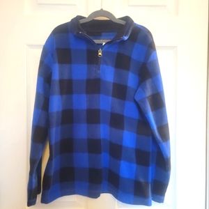 Children's Place blue and black fleece boys pullover, size 10/12